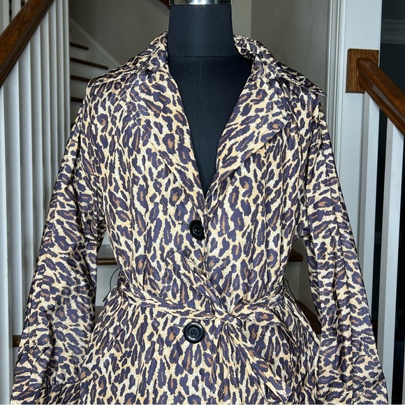 Nine West Cheetah Belted Trench Coat - Picture 2 of 12